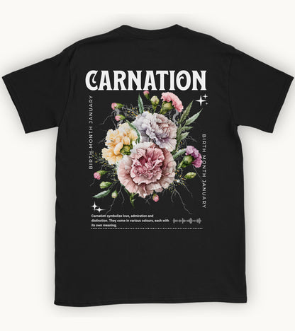 Carnation, birth month January flower T-shirt.