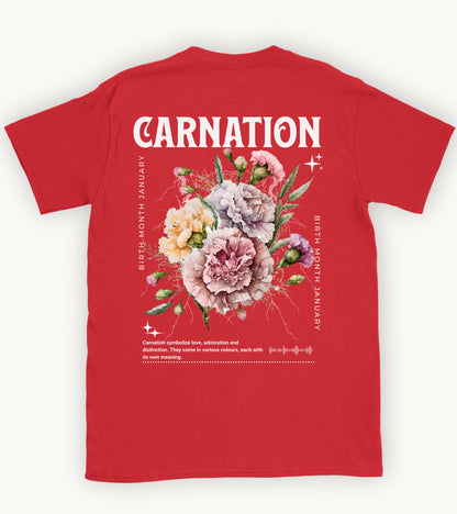 Carnation, birth month January flower T-shirt.