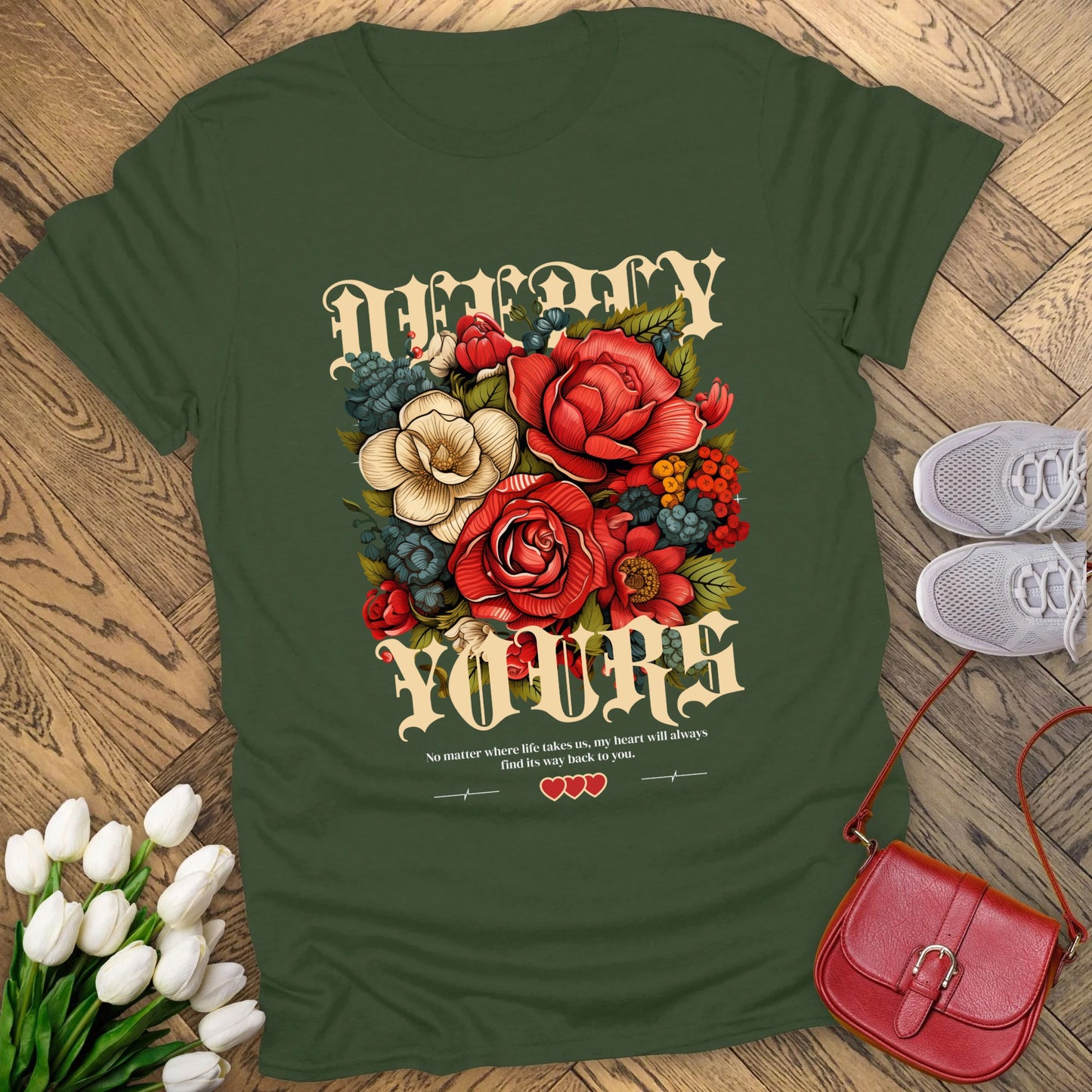 Deeply yours floral t-shirt.