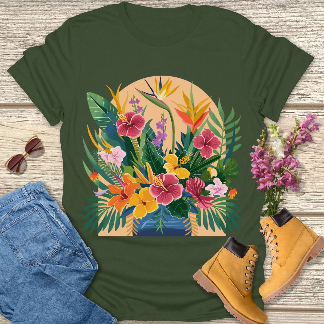 flower vase print T-shirt