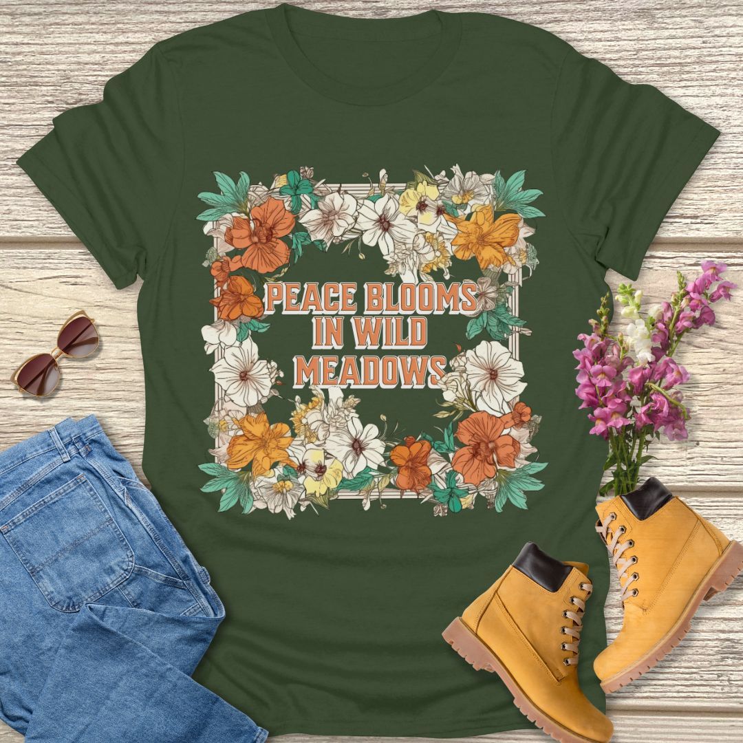 Peace blooms in wild meadows T-shirt
