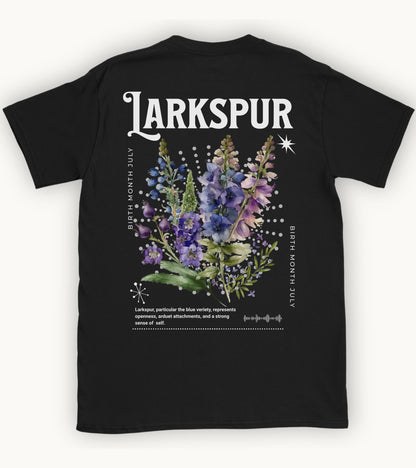 Larkspur, birth month july flower T-shirt