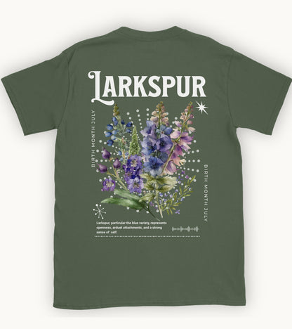 Larkspur, birth month july flower T-shirt