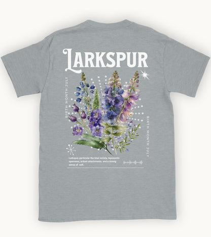 Larkspur, birth month july flower T-shirt