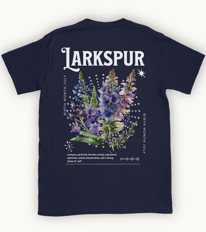 Larkspur, birth month july flower T-shirt