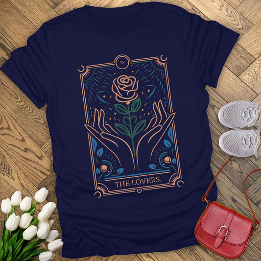 The Lovers’ Bloom – A Floral Tarot Story T-shirt.
