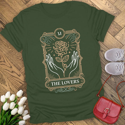 The Lovers’ Bloom – A Floral Tarot Story T-shirt.