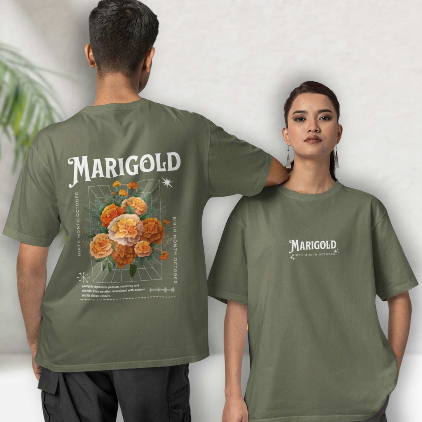 Marigold, birth month october flower T-shirt