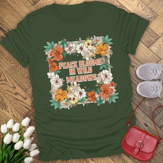 Peace blooms in wild meadows T-shirt