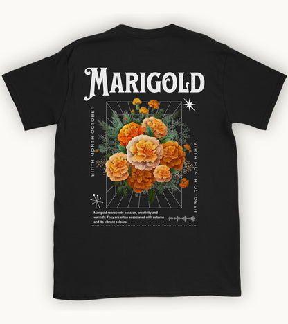 Marigold, birth month october flower T-shirt