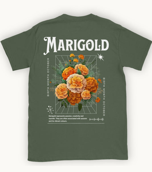 Marigold, birth month october flower T-shirt