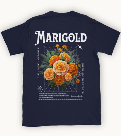 Marigold, birth month october flower T-shirt