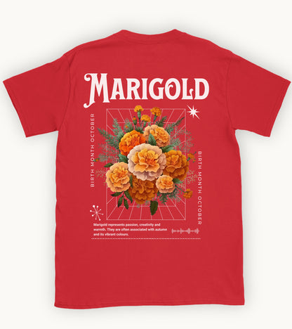 Marigold, birth month october flower T-shirt