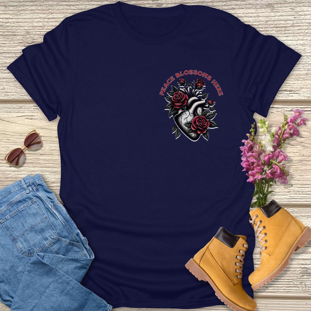 Peace blossoms here T-shirt