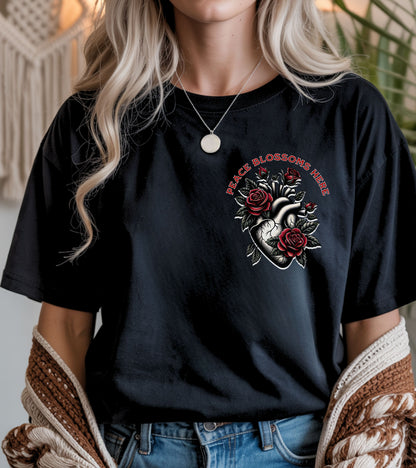 Peace blossoms here T-shirt