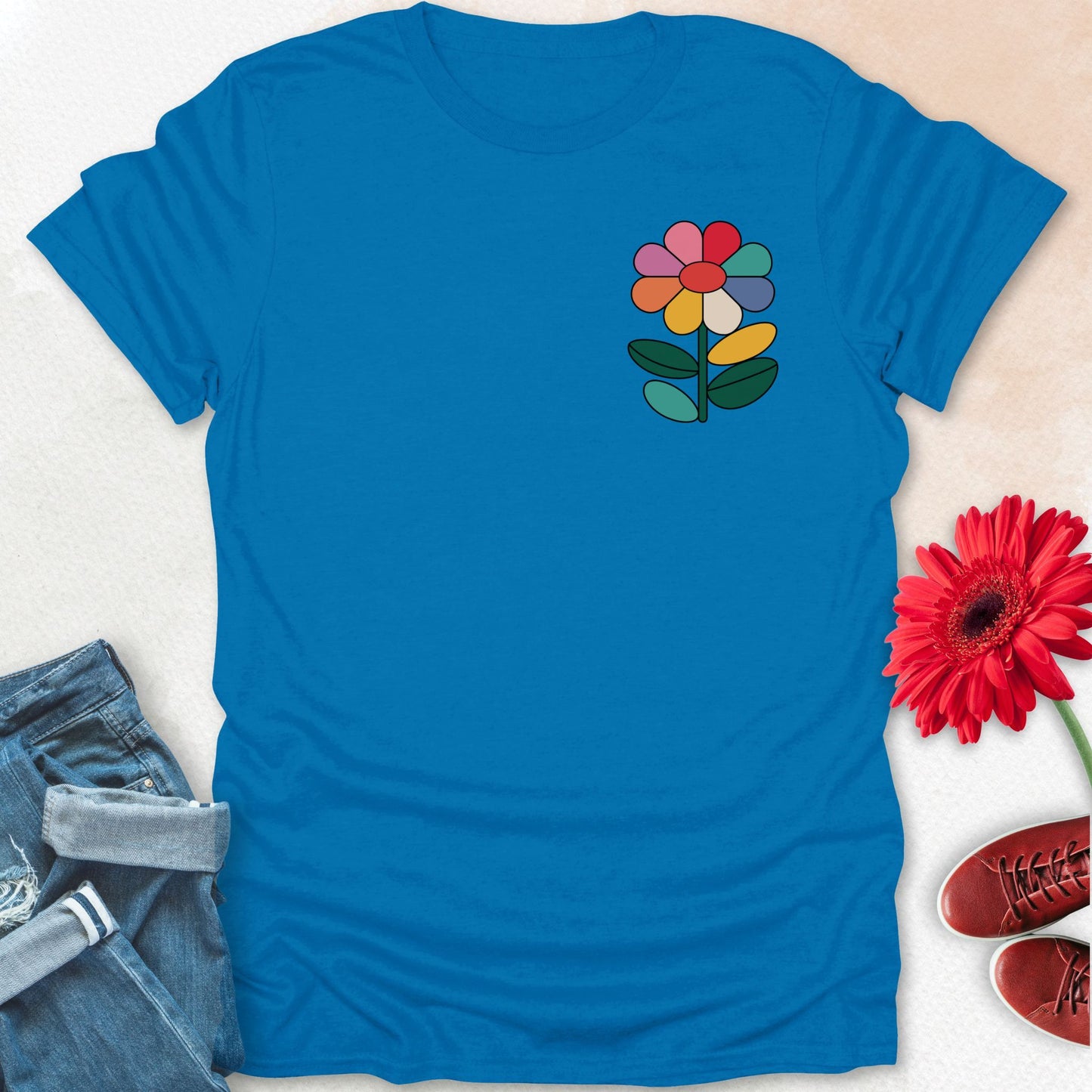 Multicolor flower T-shirt.
