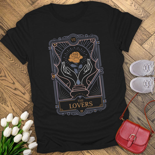 The Lovers’ Bloom – A Floral Tarot Story T-shirt.