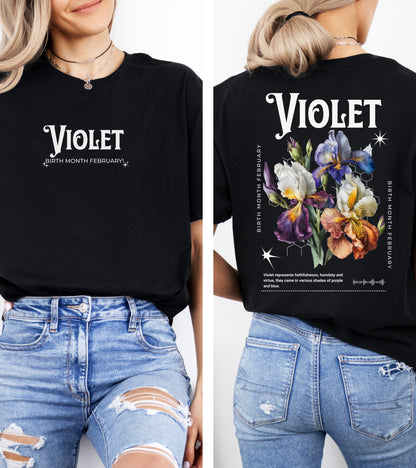 Violet, birth month february flower T-shirt