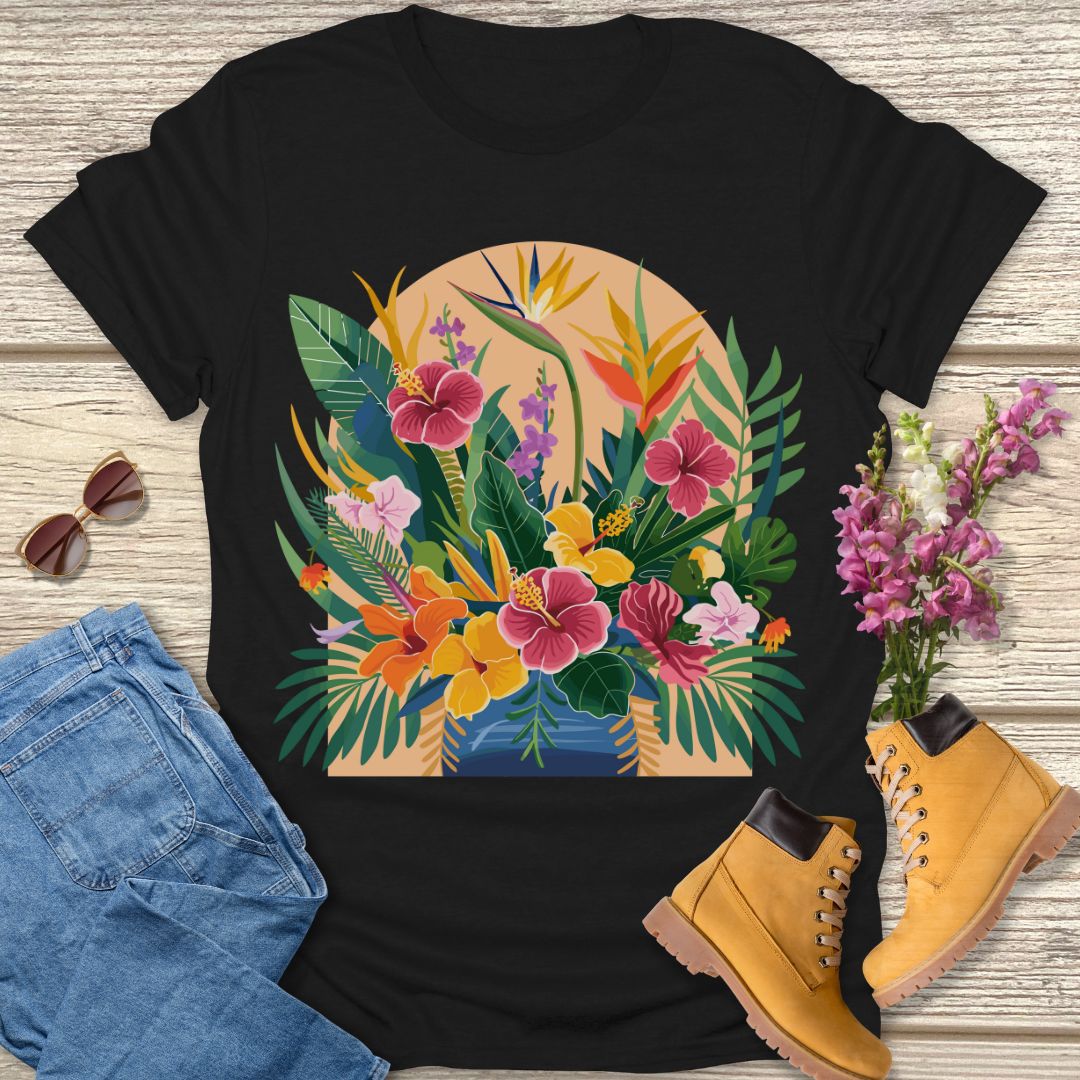 flower vase print T-shirt