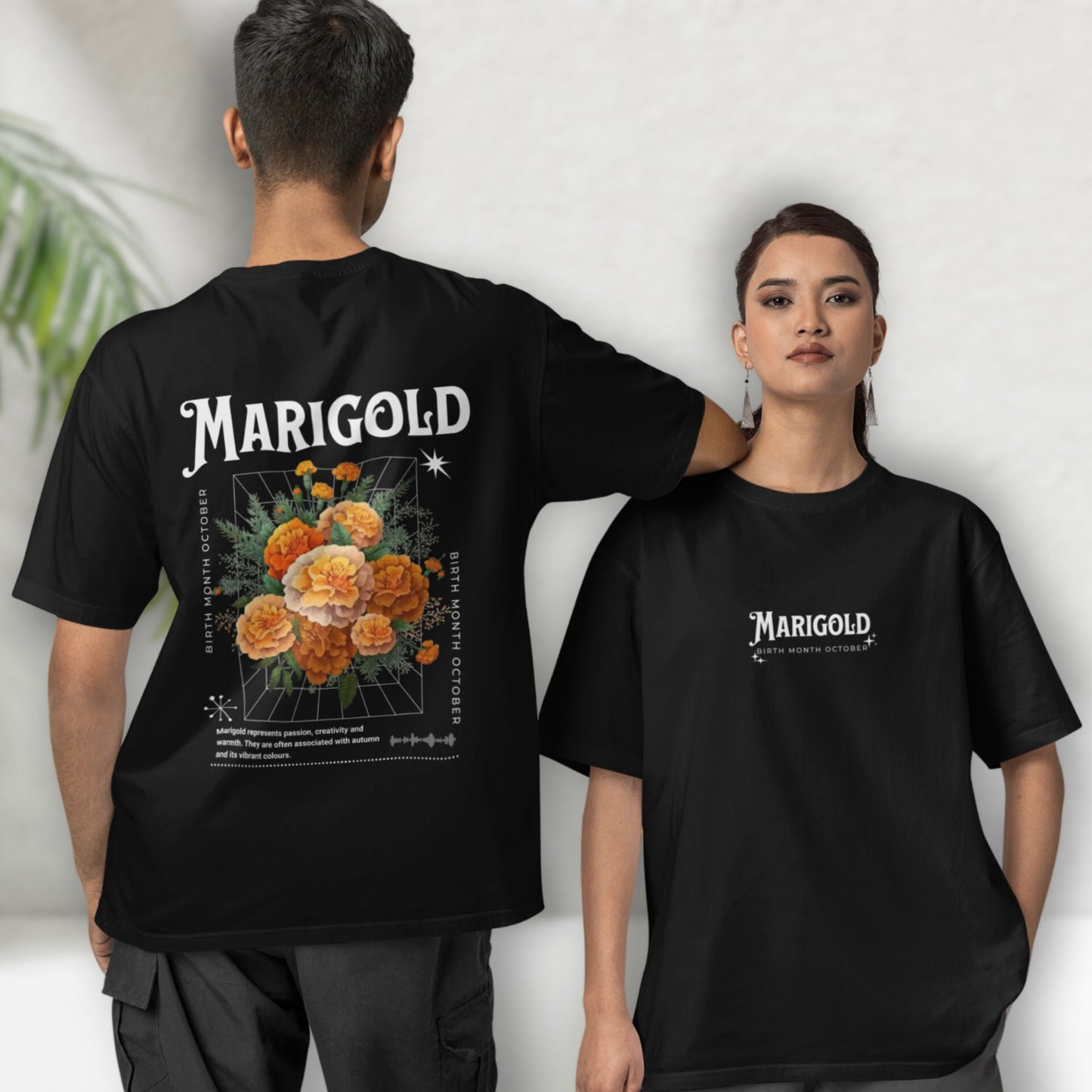 Marigold, birth month october flower T-shirt