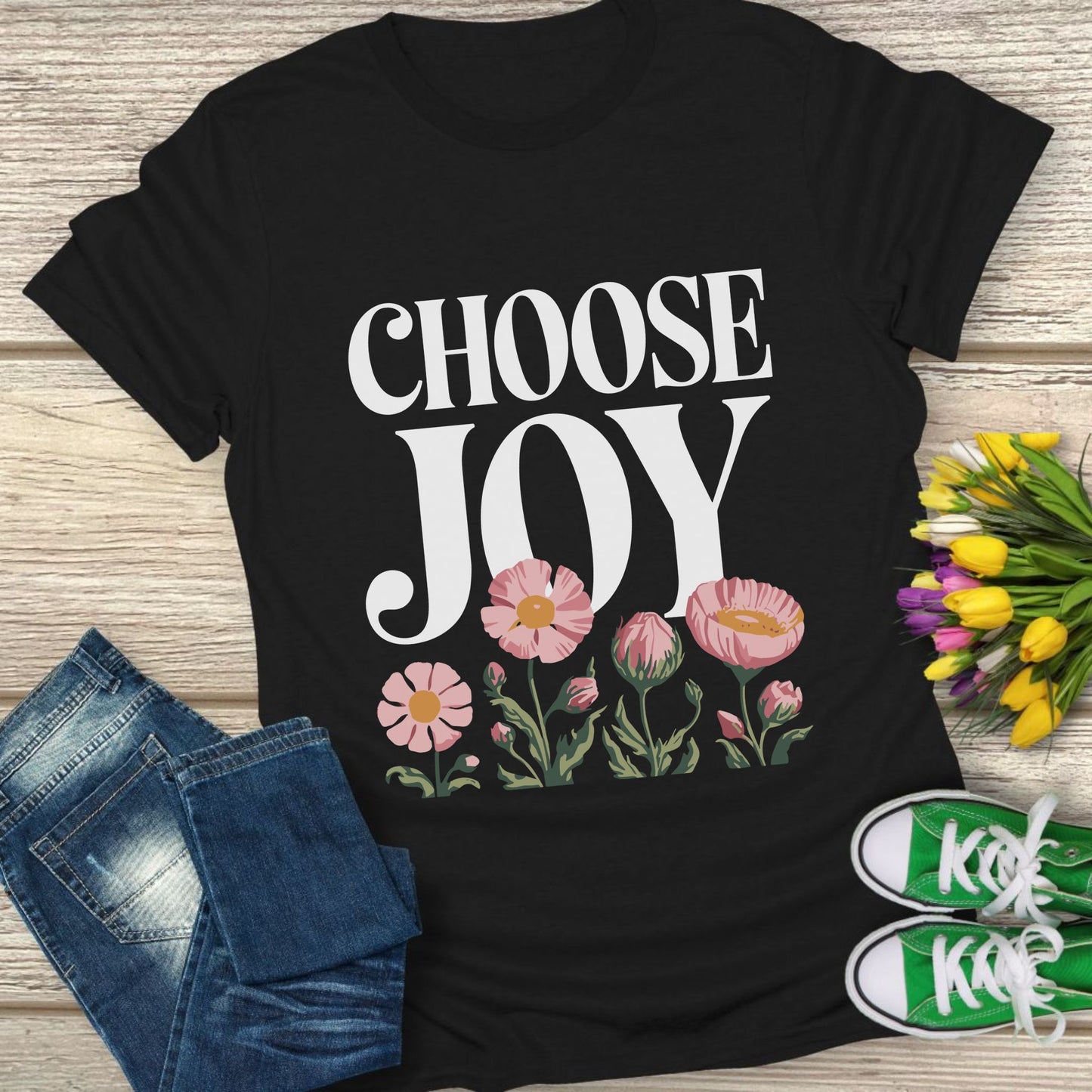 Choose joy floral t-shirt.