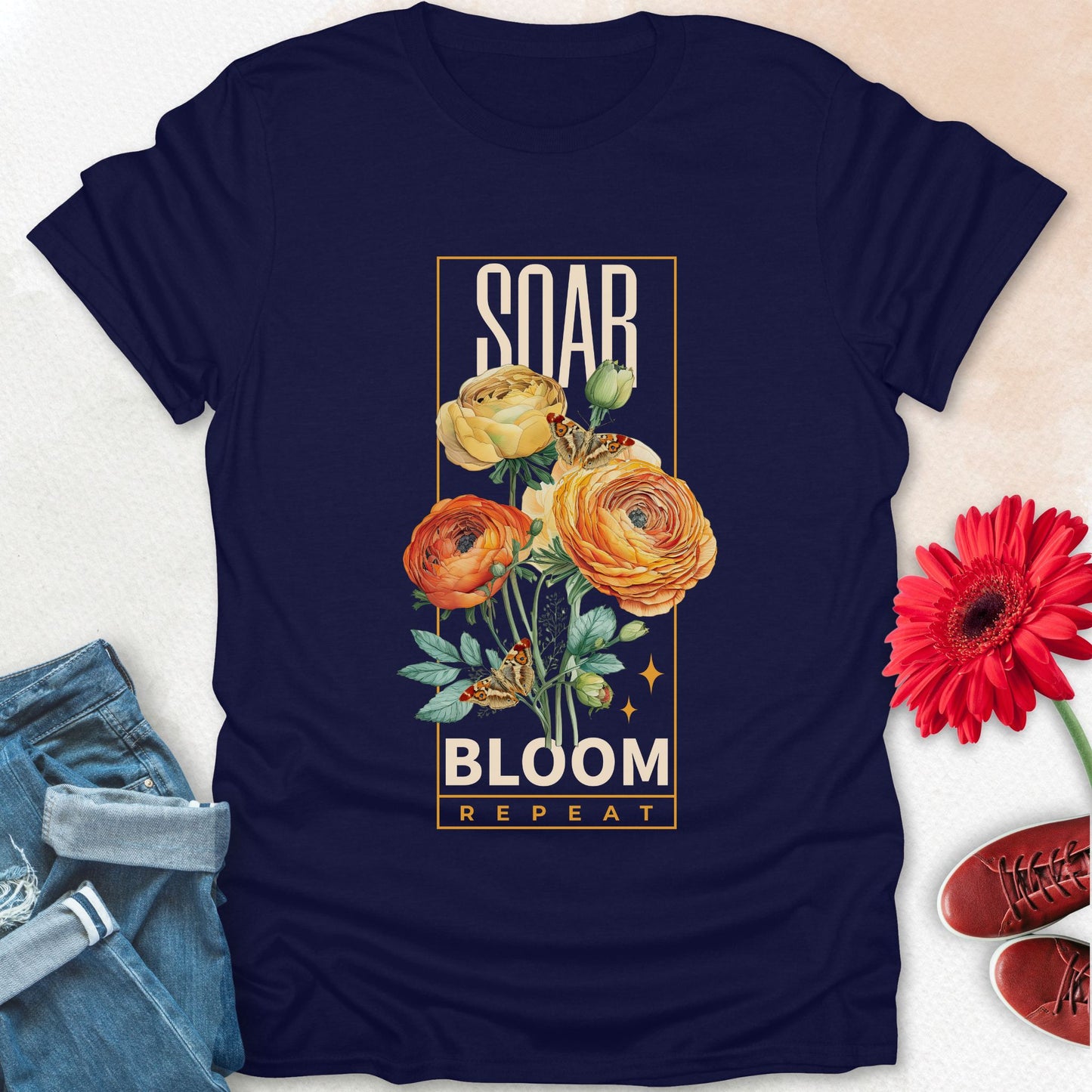 Soar, Boom , Repeat t-shirt.
