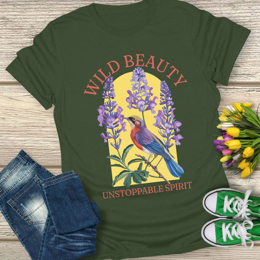 Wild beauty, unstoppable spirit t-shirt.