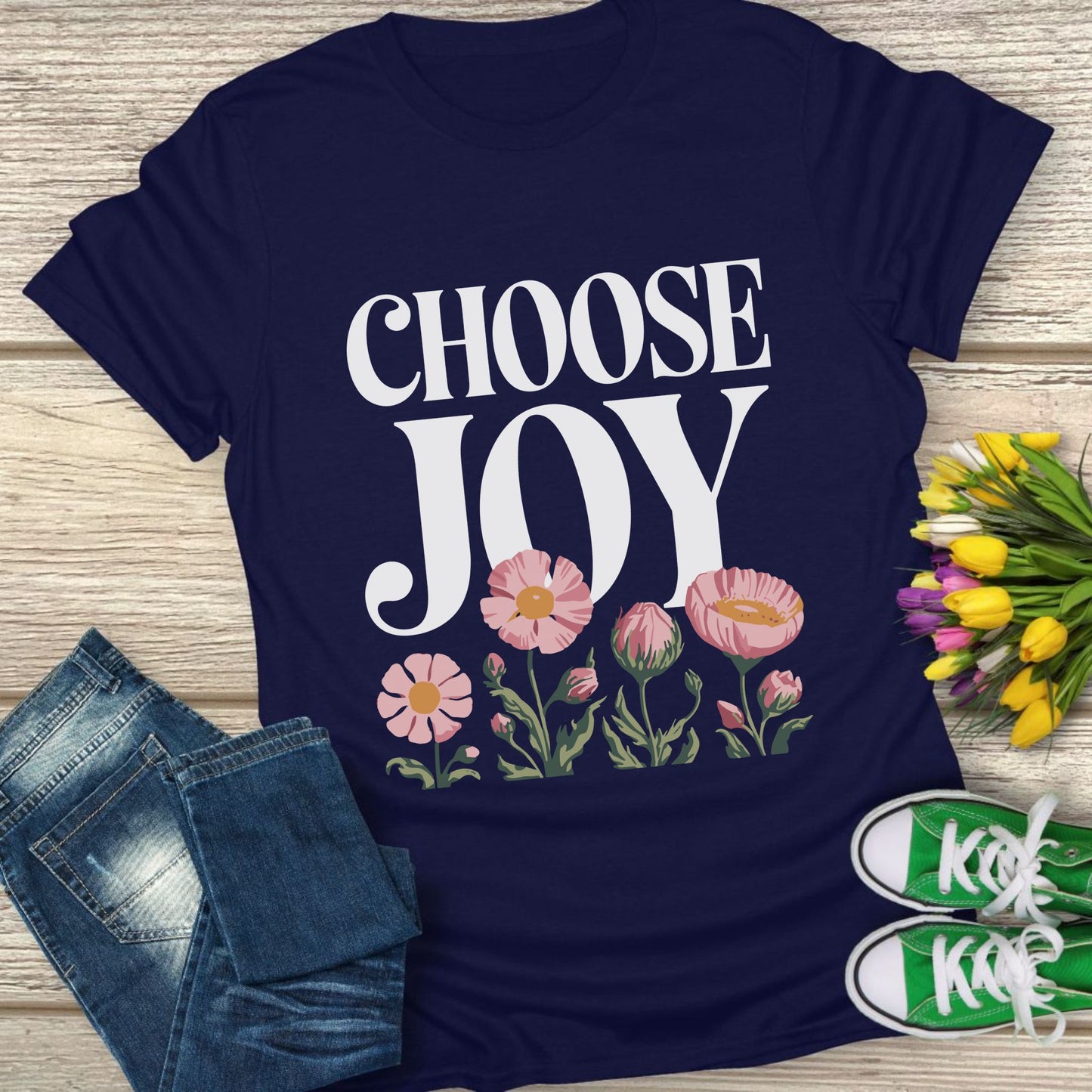 Choose joy floral t-shirt.