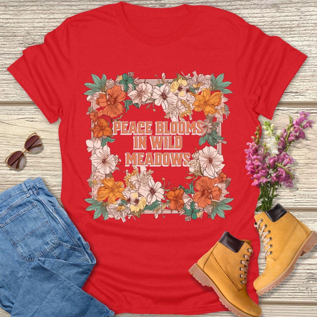 Peace blooms in wild meadows T-shirt