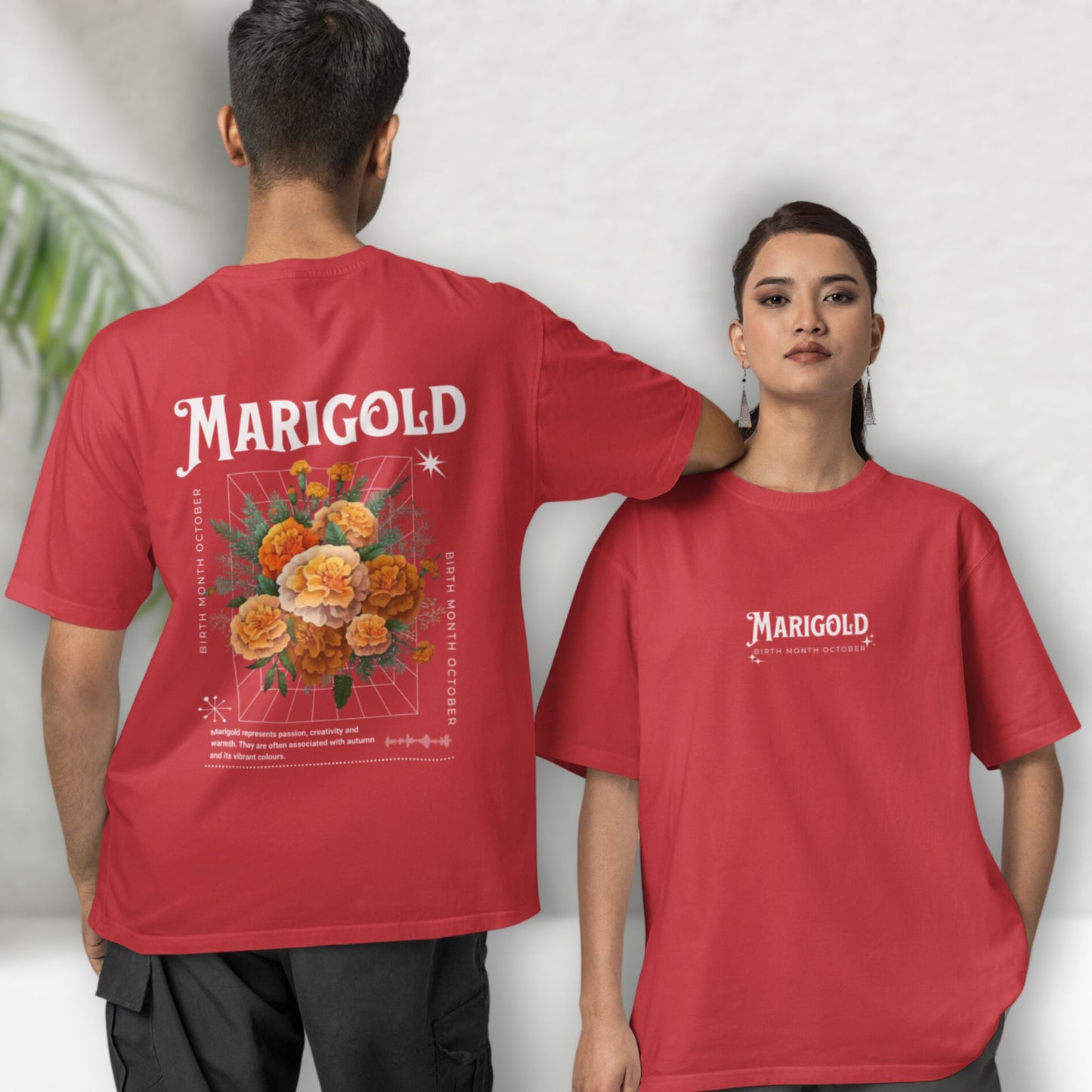 Marigold, birth month october flower T-shirt