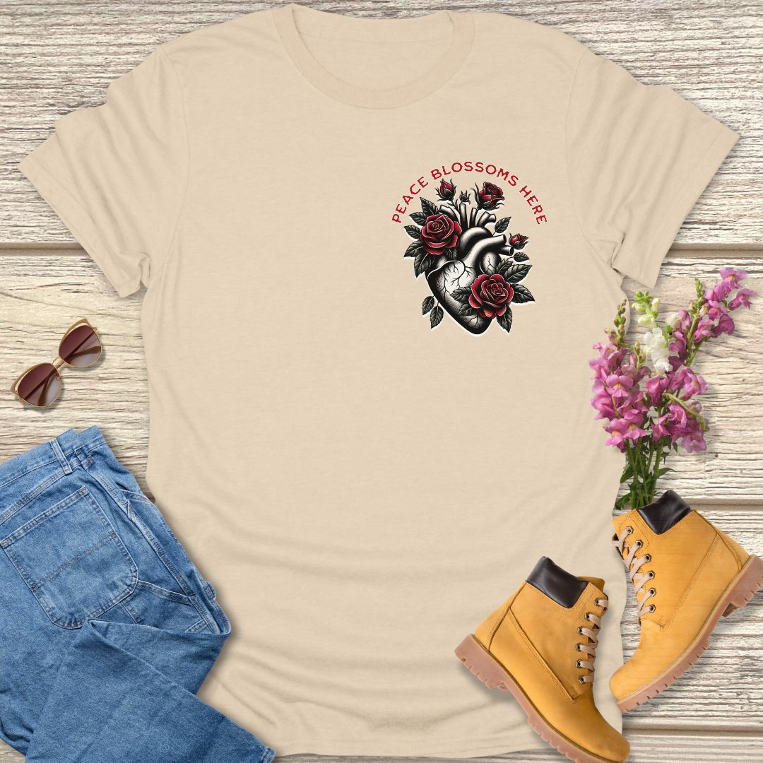 Peace blossoms here T-shirt
