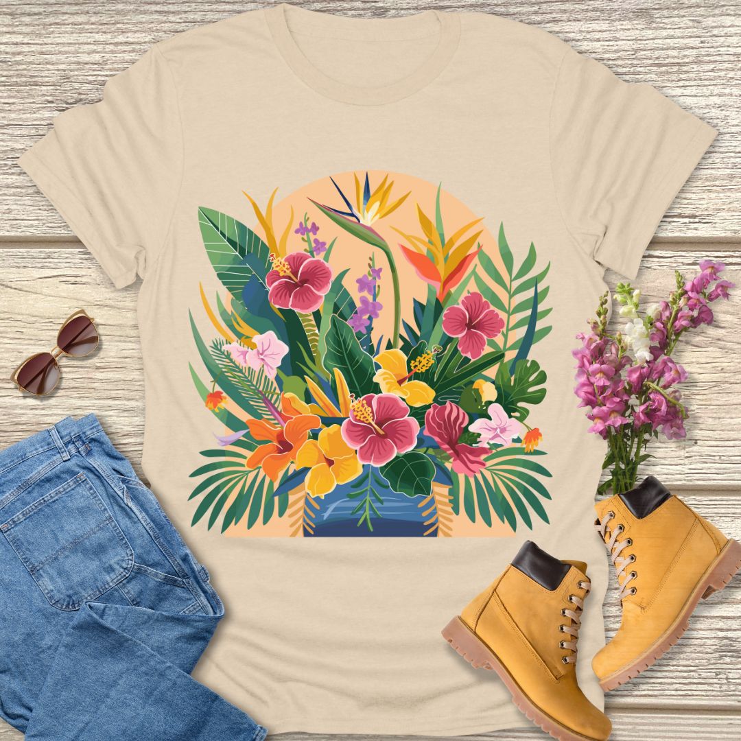 flower vase print T-shirt
