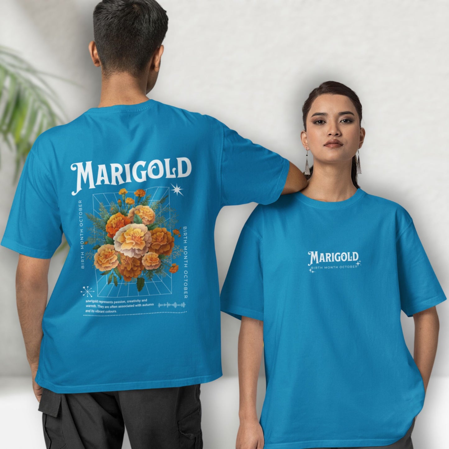 Marigold, birth month october flower T-shirt