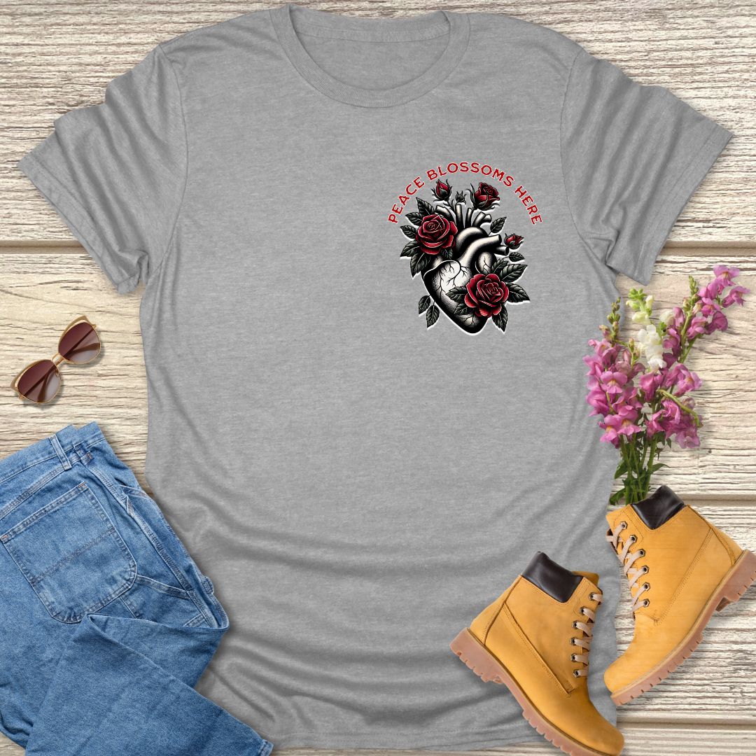 Peace blossoms here T-shirt