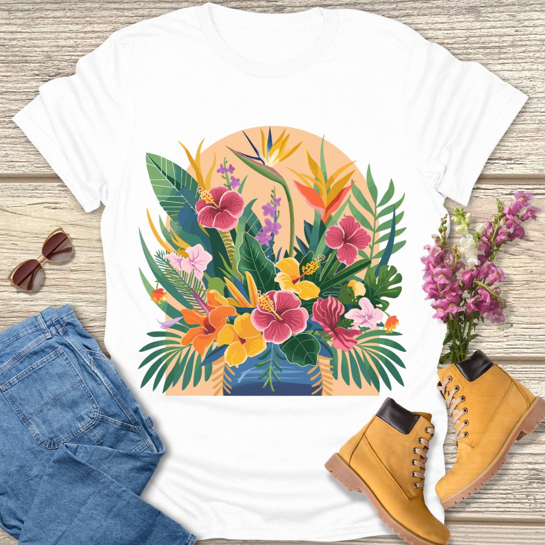 flower vase print T-shirt